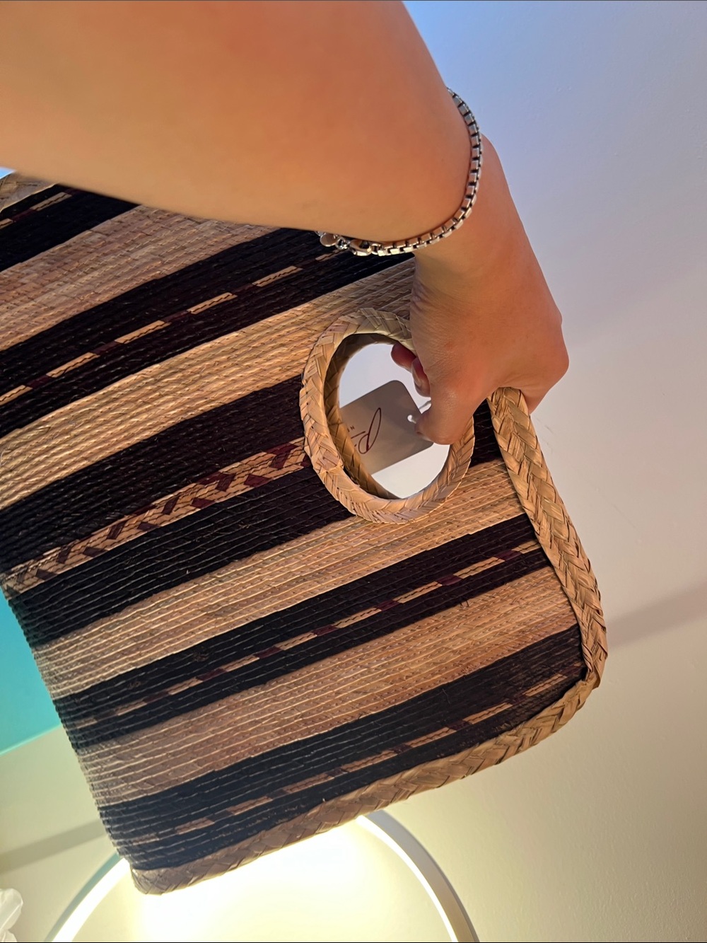 Pei Lei New York Square Straw Beach Tote (Black/Natural) - Picture 5 of 11